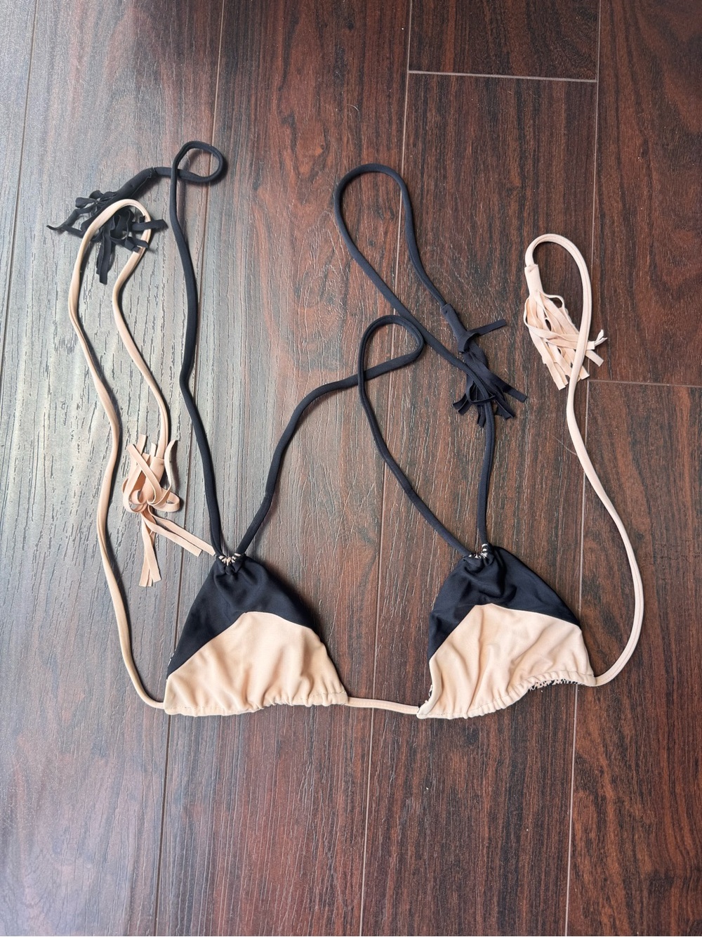Acacia Swim Two-Tone Black and Beige Triangle Bikini Top M
